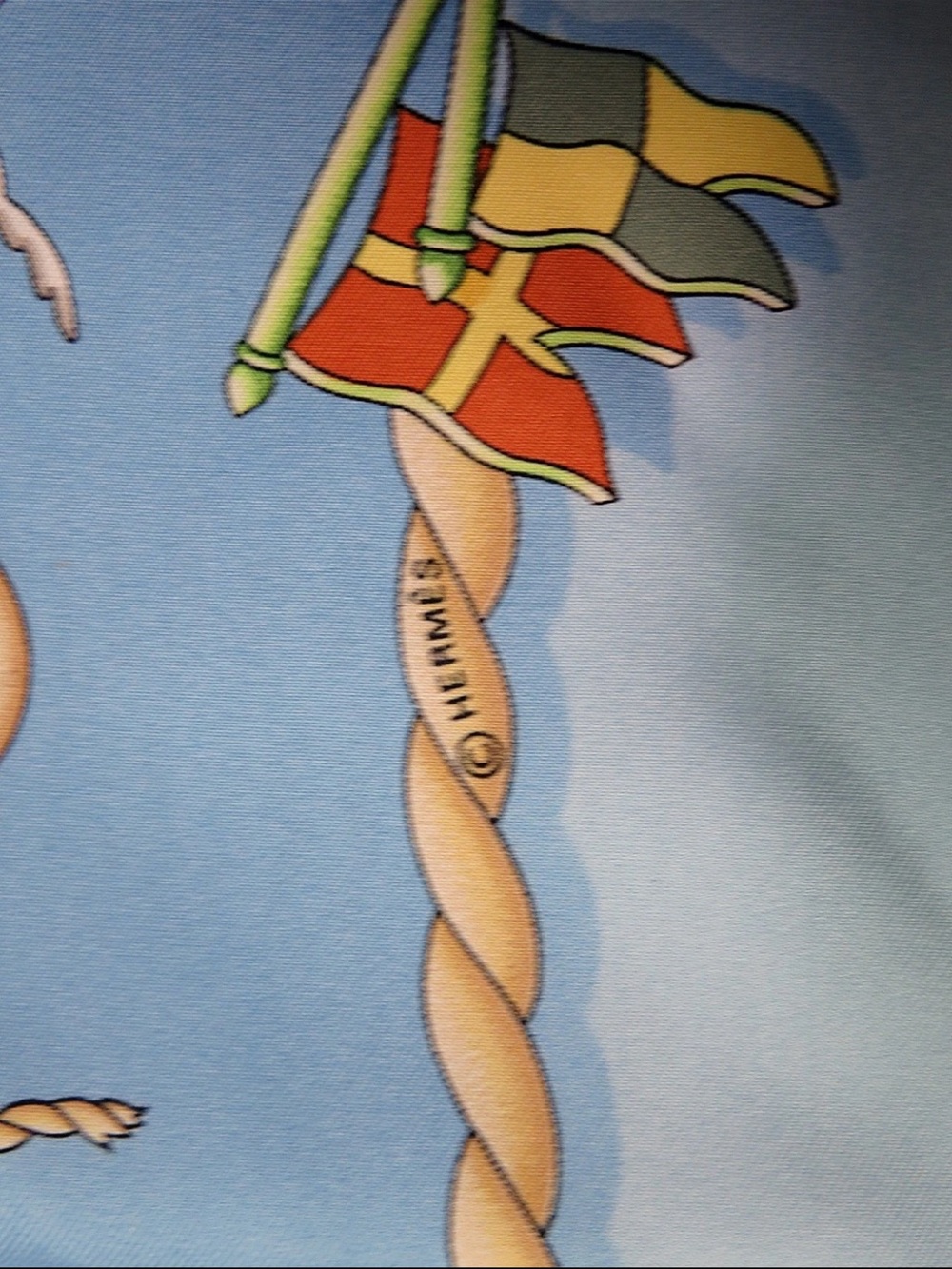 Hermes Pale Blue and Green Silk Nautical Square Scarf - Picture 13 of 16
